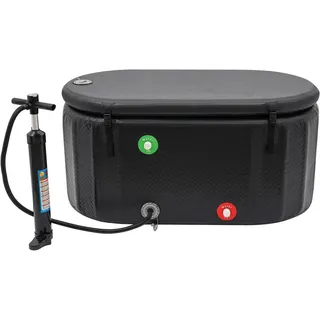 Aufblasbare Eisbad-Tonne - Faltbare Kaltwasser-Badewanne für Erwachsene - 275 l - Oval - Deckel 8 cm - Pumpe inklusive - 132×70×54 cm