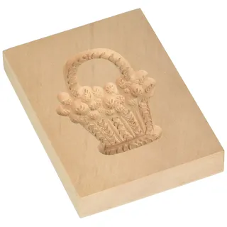 Städter 842113 Spekulatiusmodel "Blumenkorb" Backform, Holz, braun, 12 x 9 x 3 cm,