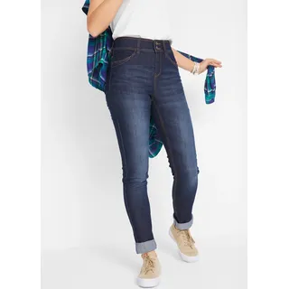 bonprix Slim-fit-Jeans »Slim-Fit-Jeans High Waist, Komfort-Stretch« mit Taschen und farbig abgesetzten Nähten, blau