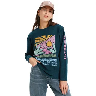 Roxy Langarmshirt ROXY "Hangloose Washed", Damen, Gr. M, anthrazit, 100% Baumwolle, Shirts Langarmshirt