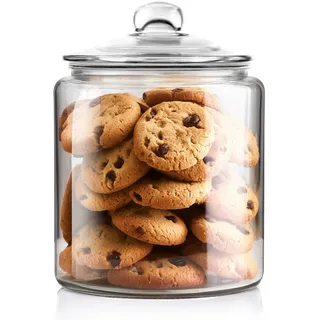 Masthome Keksglas mit Deckel 3,9 Liter, Hochwertiger Vorratsglas mit Deckel, Bonbonglas mit Dichtung,Glas Keksdose für Konfekt, Müsli, Nudeln, Spülmaschinenfest, mit 15 Frischhaltebeutel