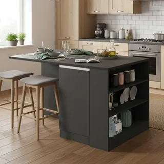 Dmora Unterschrank Kücheninsel Osvaldo 160 x 90 x 90 cm Schwarz