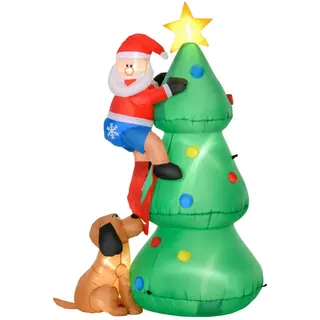 Homcom Aufblasbarer Weihnachtsbaum mit Weihnachtsmann Hund
