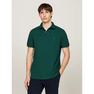 Poloshirt TOMMY HILFIGER "1985 REGULAR POLO mit Kontraststreifen und Knopfleiste", Herren, Gr. XL, grün (ornamental grün), Jersey, Obermaterial: 96% Baumwolle, 4% Elasthan, normal hüftbedeckend, hoch geschlossener Ausschnitt, eingesetzt Bündchen, Shirts Poloshirt, unifarben, sportlich, regular fit, Baumwollmix, Polokragen