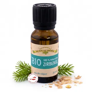 Bio Zirbenöl 20 ml 100% reines Öl (Pinus Cembra) aus Österreich | 100 % naturreines ätherisches Zirbenöl aus Österreich - ideal für Diffuser, Saunaaufguss, Raumduft und Aromaanwendung