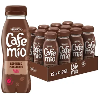 Cafemio Espresso Macchiato | Eiskaffee-Genuss To-Go | Einzigartiger Kaffeegeschmack mit bester Alpenmilch aus Österreich | die Kaffeepause für unterwegs | 12x 250ml PET