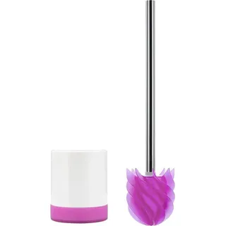 Silikon-Toilet-Bürste mit Lotus-Effekt, Toilet-Bürste mit Anti-Slip-Halter (Lila) - Violett