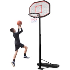COSTWAY Basketballständer 200-305cm höhenverstellbar, Basketballkorb mit Ständer, Basketballanlage rollbar, Korbanlage geeignet für Indoor und Outdoor