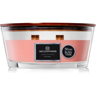 DECO EXPRESS Duftkerze im Glas mit 2 Knisterndem Docht, Elegante Duft Kerzen Bis zu 50 Stunden Lange Brenndauer, Schlafzimmer Deko Geschenke für Valentinstag und Muttertag (Pfirsich-Jasmin)