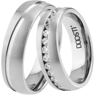 DOOSTI Trauring »Schmuck Geschenk TITAN Trauring Ehering Partnerring LIEBE« Made in Germany - wahlweise mit oder ohne Zirkonia, grau