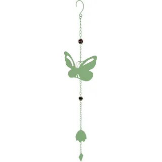 Windspiel aus Metall, Schmetterling, 90 cm, entspannender Klang, hellgrün, Dekoration für den Außenbereich für Garten oder Terrasse