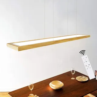 ZMH LED Pendelleuchte Hängelampe Holz - Esstischlampe Esszimmer Dimmbar Modern Design 100CM Mit Fernbedienung Esstisch lampe Hängend Höhenverstellbar Hängeleuchte für Wohnzimmer Schlafzimmer Büro