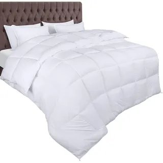 Utopia Bedding Bettdecke 220 x 240 cm, Zudecke 370 GSM Füllung, Plüsch-Bettdecke, Ganzjahresdecke, Gesteppte Steppdecke, Alternativ-Bettdecke, Super Weiche Kuschelige (Weiß)