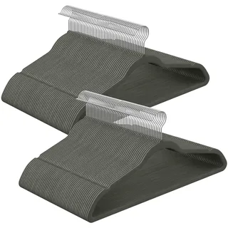 SONGMICS Kleiderbügel Samt, 100er Set, Bügel, Jackenbügel, 41,5 cm breit, Anzugbügel, dünn, gut belastbar, um 360° drehbarer Haken, für Mäntel, Hemden und Anzüge, grau CRF026G100