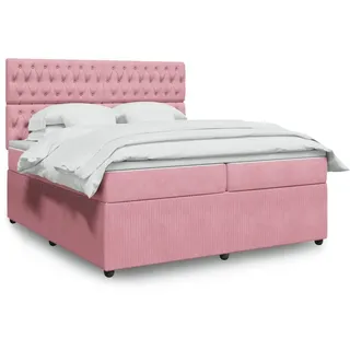 Langlebige Boxspringbett mit Matratze Rosa 200x200 cm Samt Gästebett mit Lattenrost Möbel6116675 - Rosa