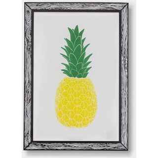 Poster Ananas Grün Gelb A3 21 x 29 - Gedruckt auf Papier 250 g - Wandposter - gerahmter Kunstdruck - Bilder für Wohnzimmer - Dekorative Poster -