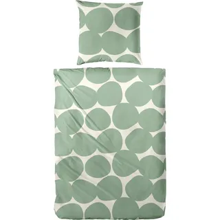 Wendebettwäsche PRIMERA "Perkal Bettwäsche", grün (grün, punkte), B/L: 200cm x 135cm, 1 Stk., 1 Stk., Perkal, B/L: 80cm x 80cm, 2, Perkal, Obermaterial: 100% Baumwolle, Bettwäsche, Wendebettwäsche, glatte Oberfläche, perfekt für erholsame Nächte, atmungsaktiv
