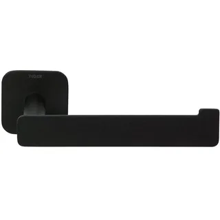 Tiger Colar Toilettenpapierhalter L-Form zum Kleben, Edelstahl, Schwarz pulverbeschichtet, mit integrierter Klebefolie zur Montage ohne Bohren, 1313930746, 16x5x6,9 cm