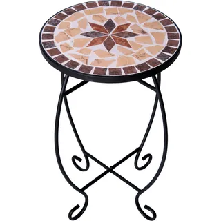Beistelltisch Mosaik Gartentisch Metall rund Balkontisch klein