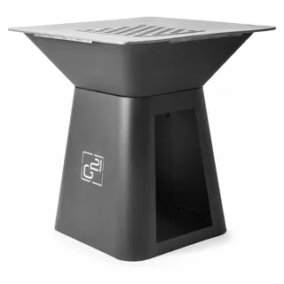 Montana Grill Schwarz mit 85x85 cm Kochfläche, Plancha-Funktion und doppelwandigem Feuerraum - Schwarz