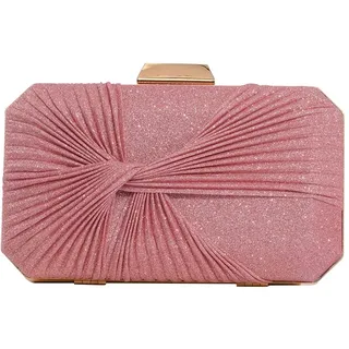 CORIOS Damen Abendtasche Glitzer Clutch Bag Hochzeit Brautbörse Handtasche Funkelnd Kette Schultertasche Elegante Klein Tasche Glänzend Cocktail Party Abschlussball Tasche für Frauen Rosa