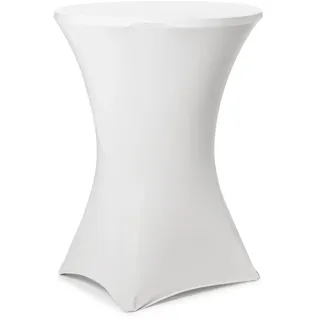 Tischhusse 80x110cm für Stehtische - pflegeleicht & elastisch - Spandex Tischbezug für Hochzeit Event Messe Bankett - Stretch Tischdecke - Partytischdecke Eventdeko - Tischdeko Hochzeitsdeko - Weiß
