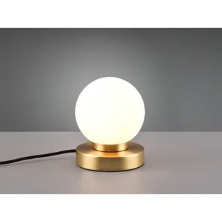 LED Tischlampe Kugel Messing mit GLAS Schirm weiß Touch Dimmer Wohnraumleuchte - Weiß