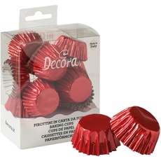 Decora, 0339797 180 x Bon-Auflaufförmchen in Rot Metallic 27 x 17 mm, zum Backen, Präsentieren und Verschenken von Muffins und Süßigkeiten, hitzebeständig bis 180 °C, auf praktischer Blister, Made in