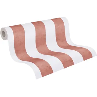 ascreation A.S. Création Kinderzimmer-Tapete Lilly & Luis - Strapazierfähige Vliestapete Streifen 10,05 m x 0,53 m Creme-Rot FSC®