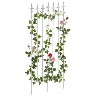 CLP Rankgitter Metall 100x50 cm Elisa, Kletterhilfe stabil für Rosen und Efeu, Pflanzgitter im Jugendstil, Rankhilfe für Garten | Farbe antik weiß