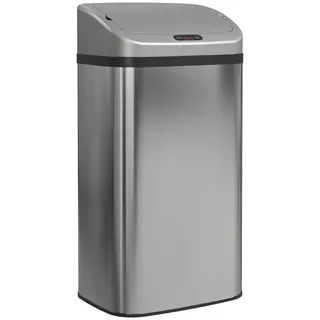 Homcom Mülleimer mit Sensor 48L Edelstahl Abfalleimer mit Automatischer Schließfunktion , Silberfarben , Metall , 25x69x33 cm , Haushalt & Reinigung, Reinigung, Mülleimer & Abfallsammler