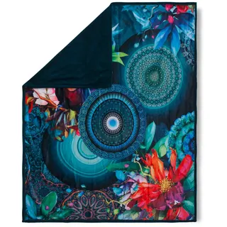 Plaid , Blau, Dunkelblau , Textil , Vogel , 130x160 cm , Heimtextilien, Wohntextilien, Decken, Plaids