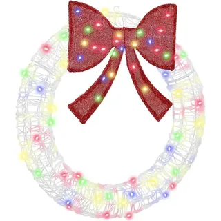 Kranz mit 60 LEDs Mehrfarbig 76 x 76 x 8,5 cm Acryl