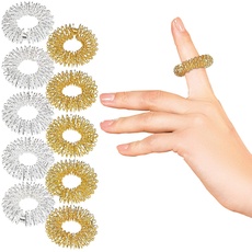 Bild Massagering: 10er-Set Akupressur-Ringe zur Fingermassage, gold- und silberfarben (Fingermassagering, Akupressur Fingerringe, Geschenk Damen)