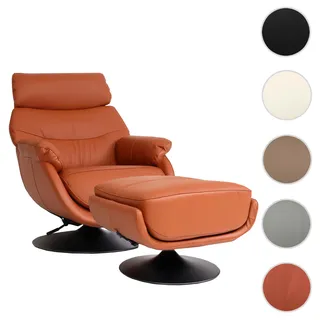 Mendler Relaxsessel HWC-K99 Kunstleder 78 x 99 x 0 cm Braun mit Hocker
