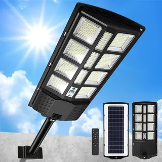 Peviasot LED Solar Straßenlaterne 400W, Solarlampen für Außen, Solarbetriebene 6500K Straßenlampe Wandleuchte mit Bewegungsmelder Sensor, Solar LED Lampe Außen Wegeleuchte im Freien Straßenleuchte