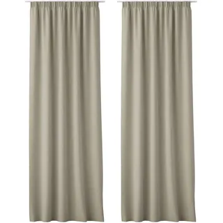 JEMIDI 2x Vorhang blickdicht 140x250cm - 2er Set Gardine mit Kräuselband Universalband - 100% Polyester Schal lang für Wohnzimmer Schlafzimmer - beige