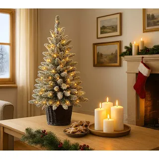 Evergreen Weihnachtsbaum Kiefer Frost 90 cm, beleuchtet