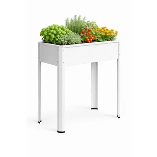 Hochbeet , Weiß , Metall , 44 l , 80x80x35 cm , Gartenzubehör, Hochbeete