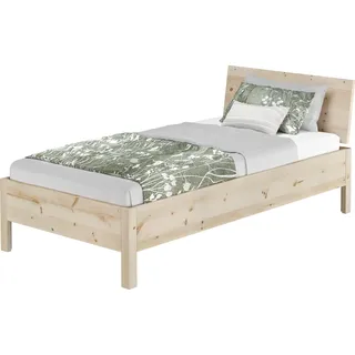Metallfreies Einzelbett Zirbe massiv unbehandelt 90x200 mit wählbaren Zubehör V-60.95-09ohne Zubehör - Naturbelassen
