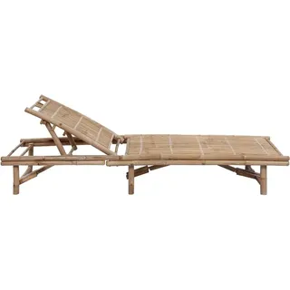 vidaXL Garten-Sonnenliege mit Auflage Bambus - Schwarz