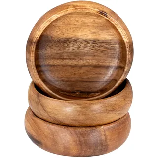levandeo 3er Set Snackschale Holz Akazie 10x3cm Rund Schale Obstschale Dekoschale Deko Tischdeko Akazienholz Holzdeko Aufbewahrung Ordnung