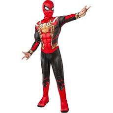 Bild Rubie's Marvel Iron Spider-Man No Way Home Deluxe Kinder Schwarz Gold & Rot Kostüm, Kinder Superheld Kostüm