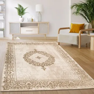 Paco Home Kurzflorteppich 200 x 280 cm Beige/Weiß