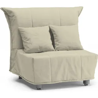 Schlafsofa Alma, Einzelsofa, 100%  Italy, Wohnzimmersessel mit Trolley-Öffnung, aus gepolstertem Stoff, inklusive Kissen, Cm 85x90h85, Beige - Beige