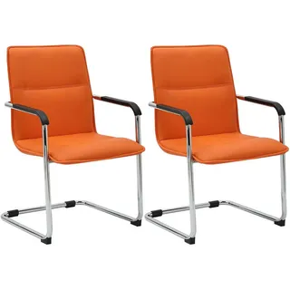 CLP Schwingstuhl 2er Set Lederlook Orange , Metall , 57x92x59 cm , Esszimmer, Stühle, Schwingstühle