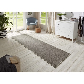 Bt Carpet Nature Läufer In- und Outdoor – Schlingen Küchenläufer rutschfest Flachgewebe Kurzflor Woll-Optik Fineloop Küchenteppich für Flur, Garten, Terrasse, Badezimmer – Grau Mehrfarbig, 80x450cm