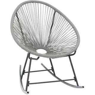 vidaXL Schaukelstuhl Mondstuhl Grau Poly Rattan - Grau