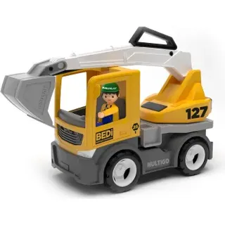 Multigo Schaufelbagger LKW Lastwagen mit Spielfigur Baustellen Fahrzeug +3J
