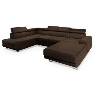 masseno Wohnlandschaft mit Schlaffunktion Siena , braun , Maße (cm): B: 335 H: 89